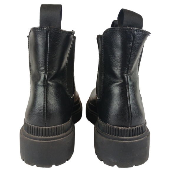 H&M 7 Black Chelsea Chunky Ankle Boots Loops Elasticized Solid Platform Bootie - Picture 15 of 15